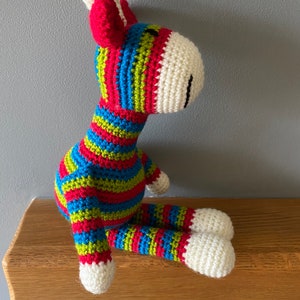 Brightly coloured striped crochet giraffe image 9