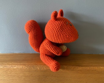 Crochet Red Squirrel with Acorn: Handmade Acrylic Toy (20cm), crocheted toys