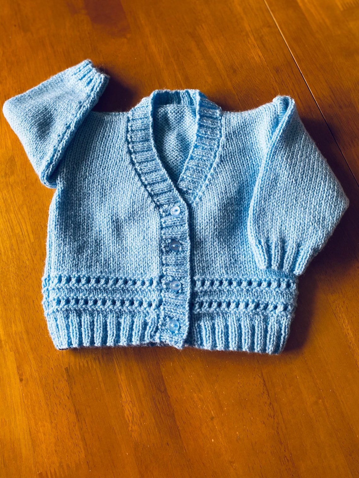 Hand Knitted Baby Cardigan With Pretty Border Detail. Made to Etsy
