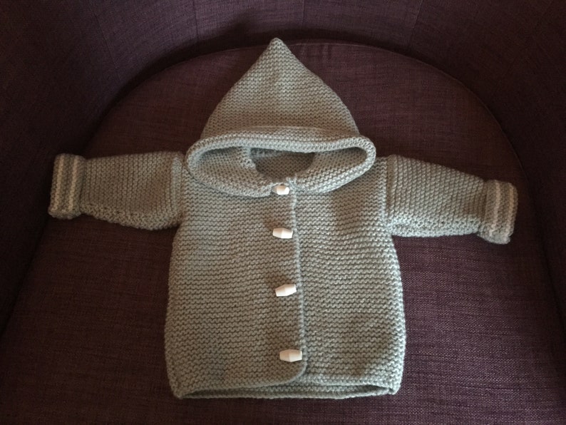 Hand knitted hooded jacket, knitted baby jacket, made to order. image 10