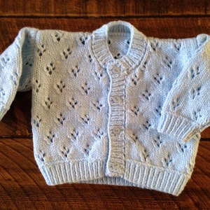 Pretty hand knitted baby cardigan available in choice of colours. Suitable for both boys and girls. image 8