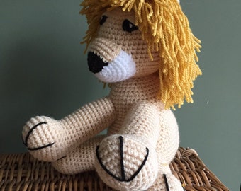 Handmade crochet lion toy