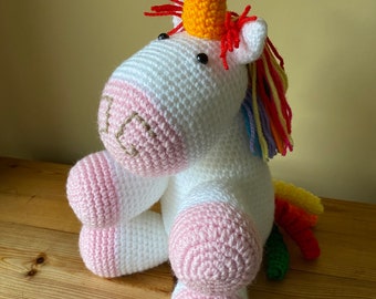 Colourful unicorn, rainbow unicorn, crochet toy