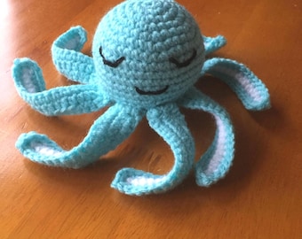 Handmade Crochet Octopus: Aqua Marine Plush Toy, baby gift, crocheted toys