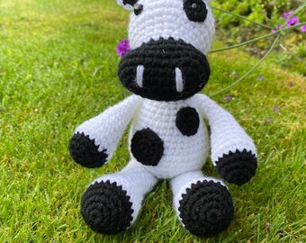 Handmade crochet cow toy, plush crochet cow, crochet toy