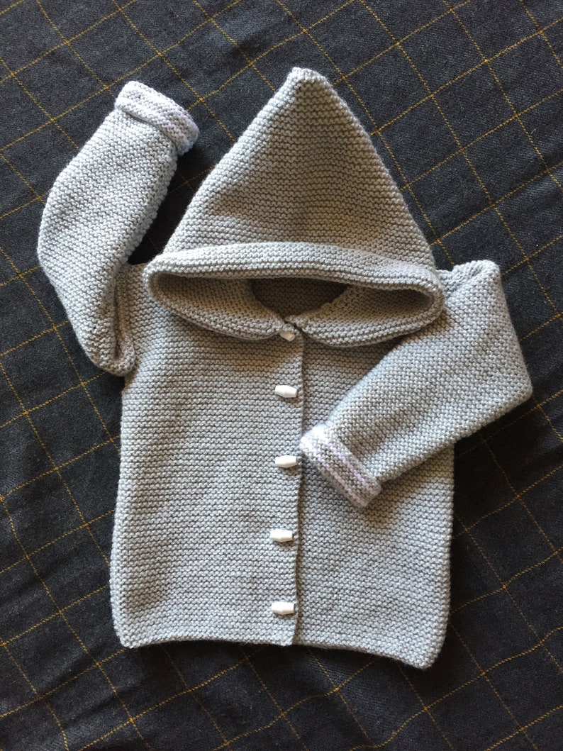 Hand knitted hooded jacket, knitted baby jacket, made to order. image 1