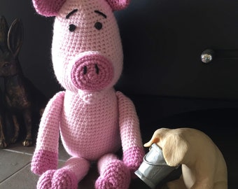 Handmade crochet pig toy