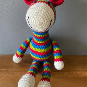 Brightly coloured striped crochet giraffe image 5