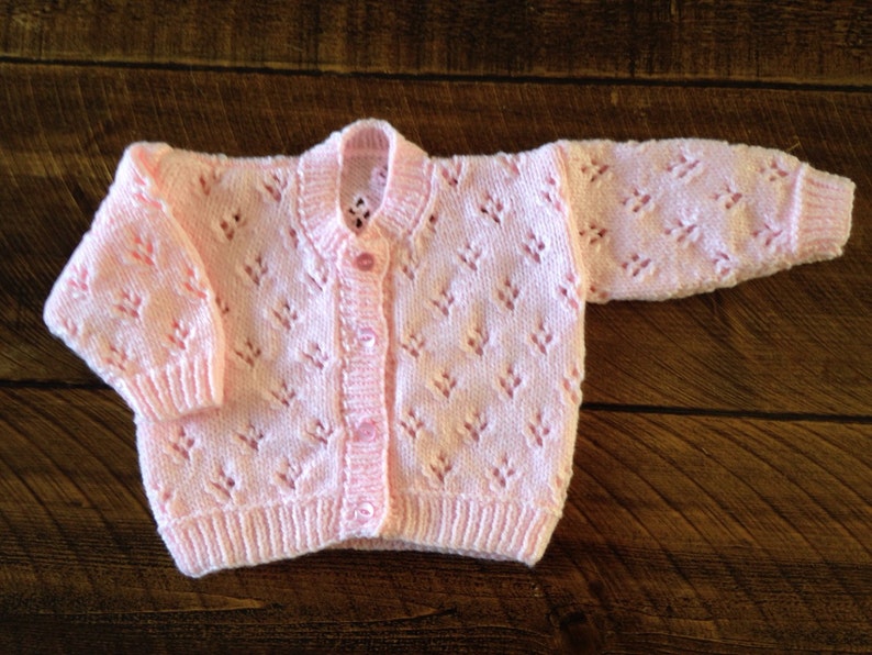Pretty hand knitted baby cardigan available in choice of colours. Suitable for both boys and girls. image 6