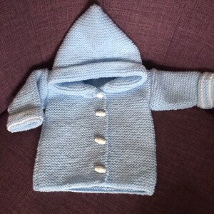 Hand knitted hooded jacket, knitted baby jacket, made to order. image 5