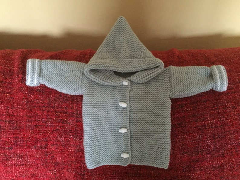 Hand knitted hooded jacket, knitted baby jacket, made to order. image 3