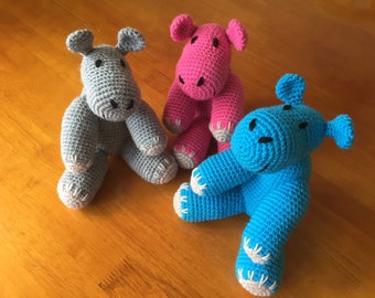 Handmade Hippo Toy, crochet hippo