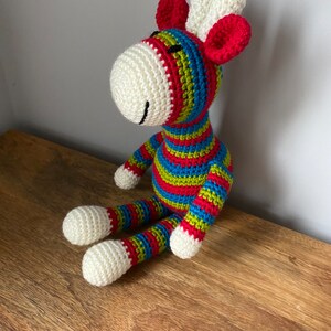 Brightly coloured striped crochet giraffe image 7