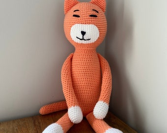Pretty peach crochet cat, crocheted toys