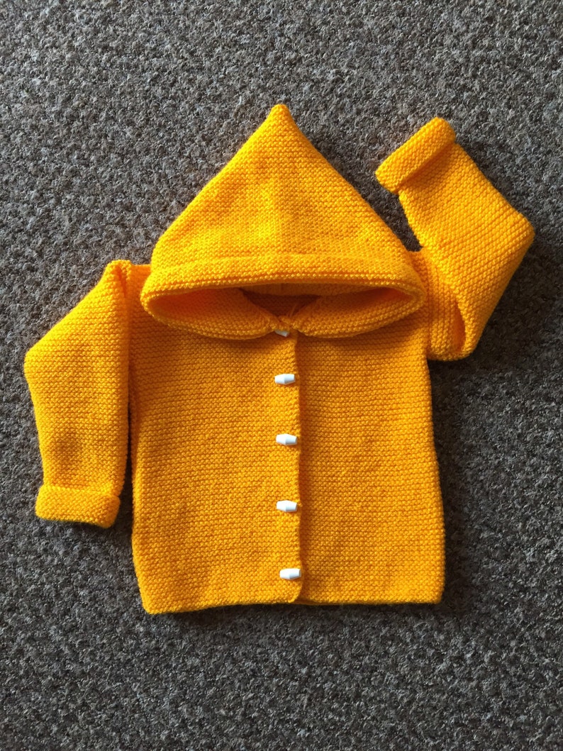 Hand knitted hooded jacket, knitted baby jacket, made to order. image 7