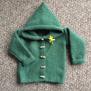 Hand knitted hooded jacket, knitted baby jacket, made to order. image 2