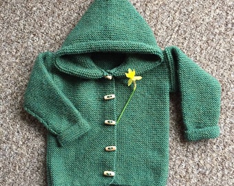 Hand Knitted Baby Hooded Jacket: Gender Neutral Cardigan, baby gifts