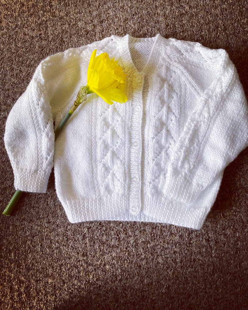 Baby cardigan, made to order, hand knit baby sweater image 1