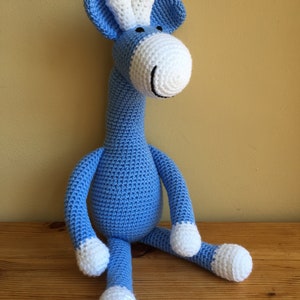 Blue crochet giraffe toy, baby gift, toddler toy image 5