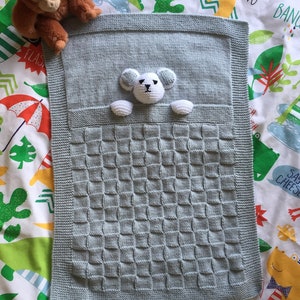 Pretty handmade baby blanket, knitted blanket image 1