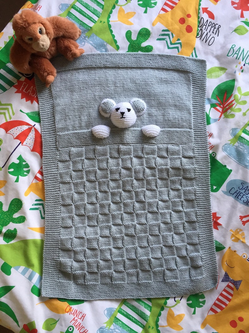 Pretty handmade baby blanket, knitted blanket image 1