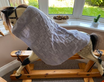 Hand knit baby blanket for pram, stroller, crib or cot, baby gifts
