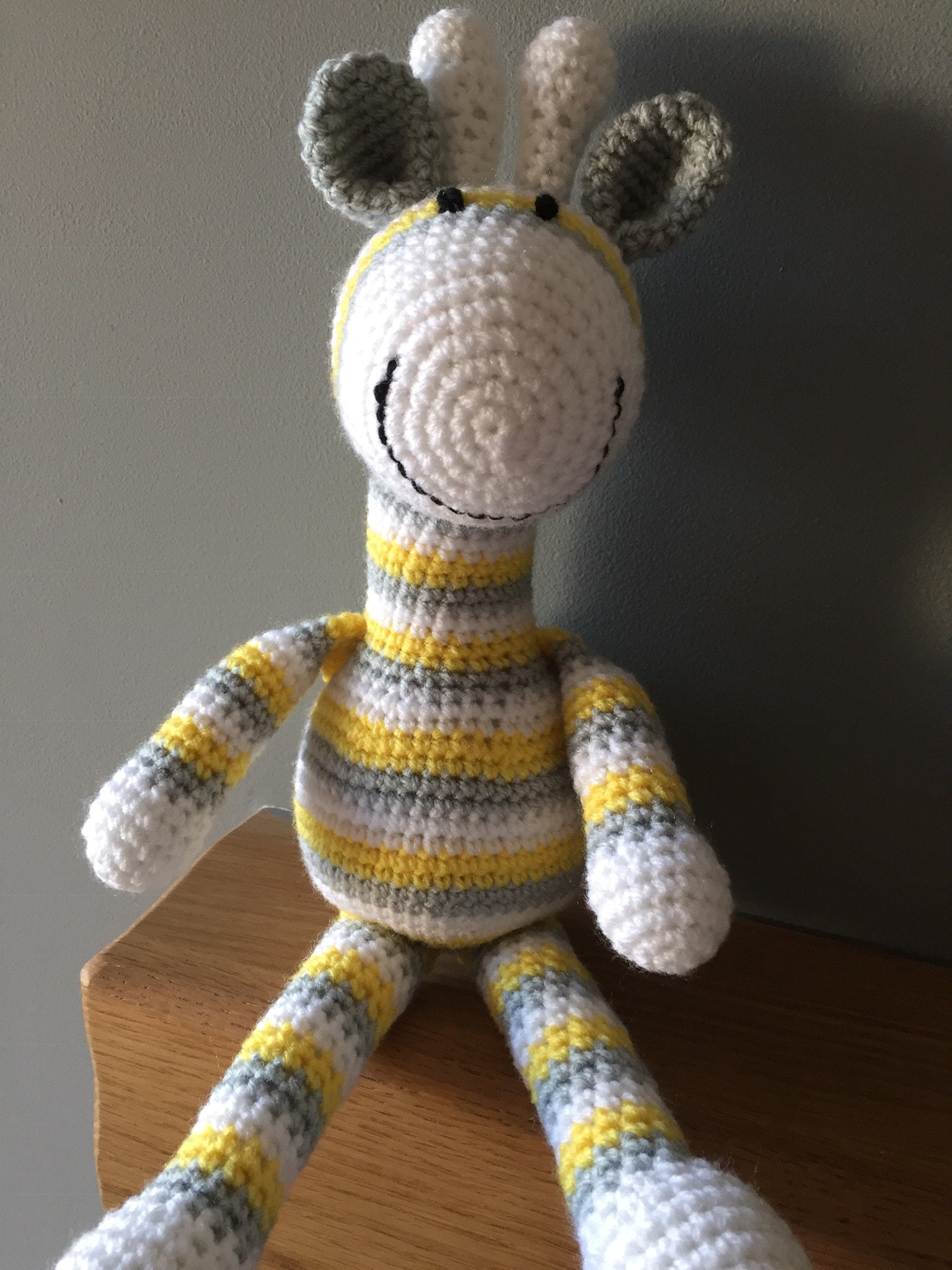 Grey and Yellow Stripy Giraffe Crochet Giraffe Toy Etsy
