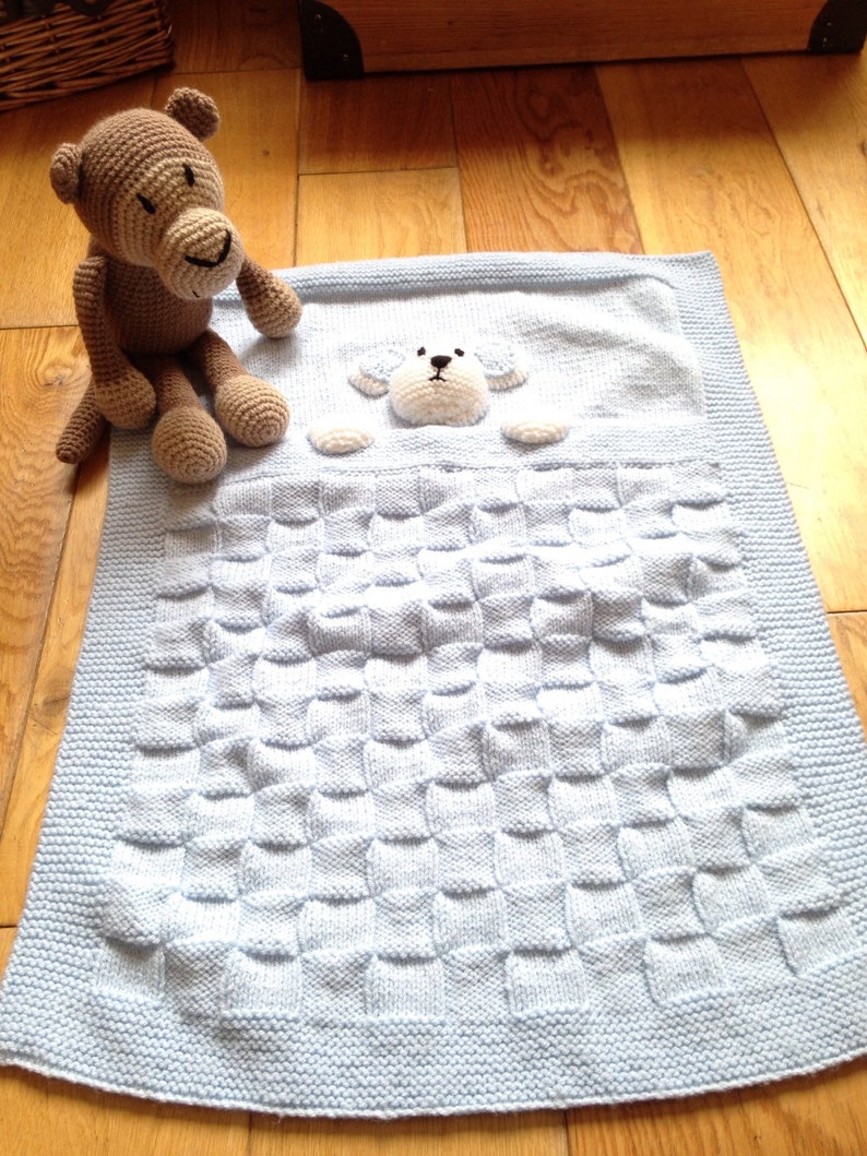 Pretty handmade baby blanket, knitted blanket image 6