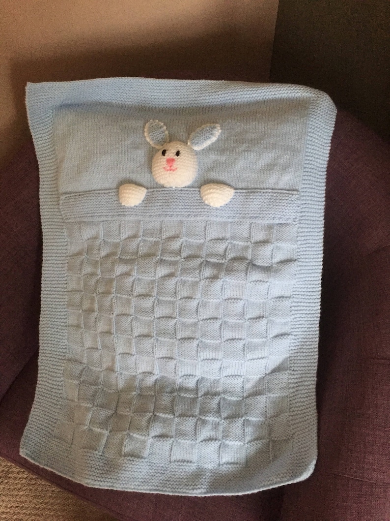 Pretty handmade baby blanket, knitted blanket image 7