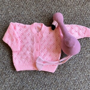 Pretty hand knitted baby cardigan available in choice of colours. Suitable for both boys and girls. image 3