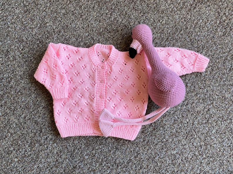 Pretty hand knitted baby cardigan available in choice of colours. Suitable for both boys and girls. image 3