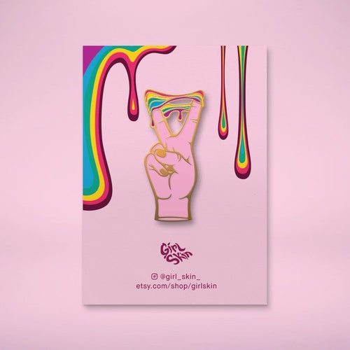 Rainbow peace enamel pin main image 0