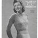 1940s Vintage Knitting Pattern - Womens Sweater/Jumper 34 inch chest- Instant Download