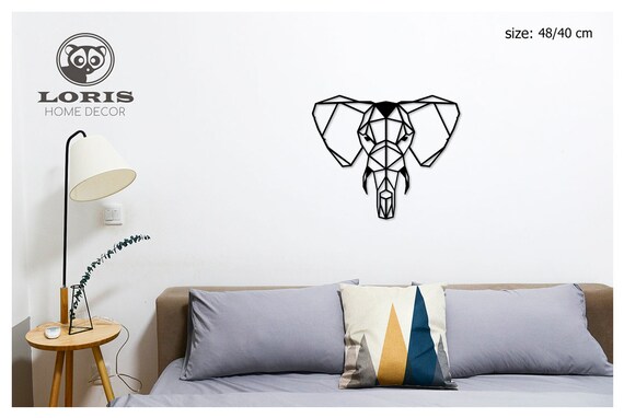 Wooden Elephant Head Wall Art Home Decor Geometric Wooden Elephant Art Decoration Laser Cut Home Decor Living Room Teen Boy Room