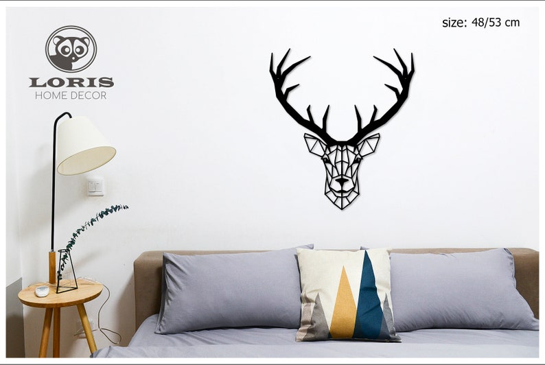Deer Head Wall Art Home Decor Living Room Geometric Art Etsy Israel
