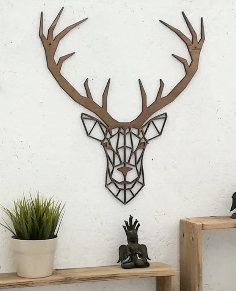 Deer Head Wall Art Home Decor Living Room Geometric Art Etsy Israel