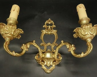 Grande paire d'appliques style Louis XV / Baroque - bronze