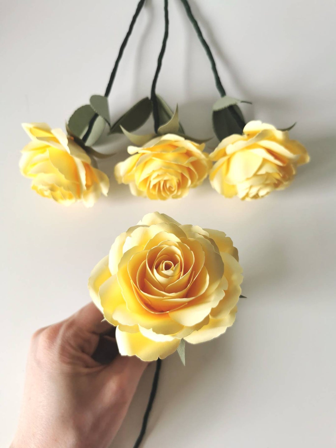 Yellow Paper Rose Bouquet Paper Roses Paper Flowers June Etsy