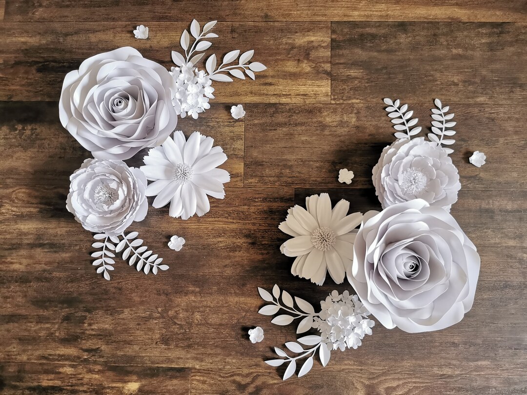 Modern White Paper Flower Wall Decor White Flower Wall Art Etsy