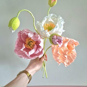 Icelandic Poppy, Paper Icelandic Poppy, Paper Poppy, Poppy Bouquet, Paper Bouquet, Wedding Bouquet, Wedding Flowers