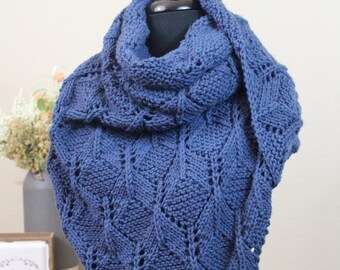 Navy Blue Geometric Triangular Bandana Blanket Scarf / Wrap