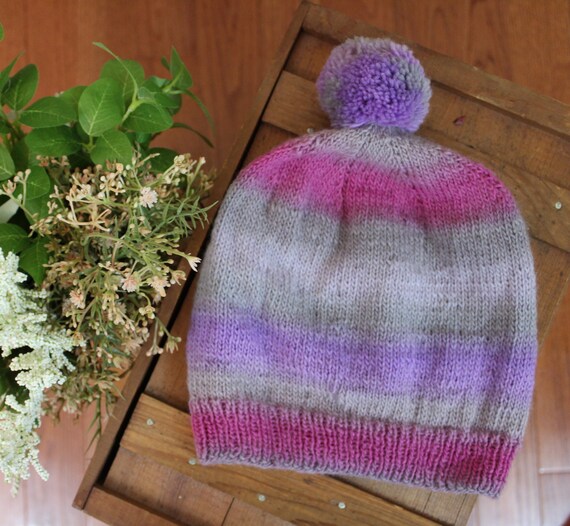 Purple and Gray Stocking Hat / Gray 