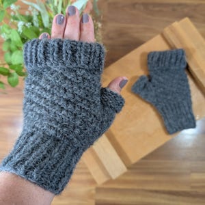 Charcoal Gray Fingerless Gloves with Cuff/Charcoal Gray Adjustable Fingerless Gloves