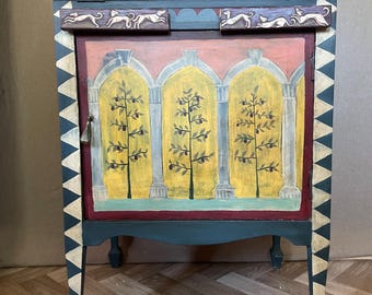 Hand painted Compact work space desk with storage.