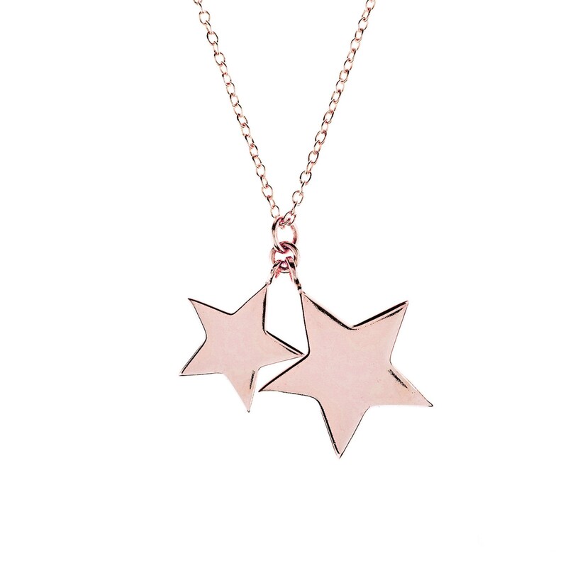 Latelita 925 Sterling Silver Pendant Double Star Stars Necklace
