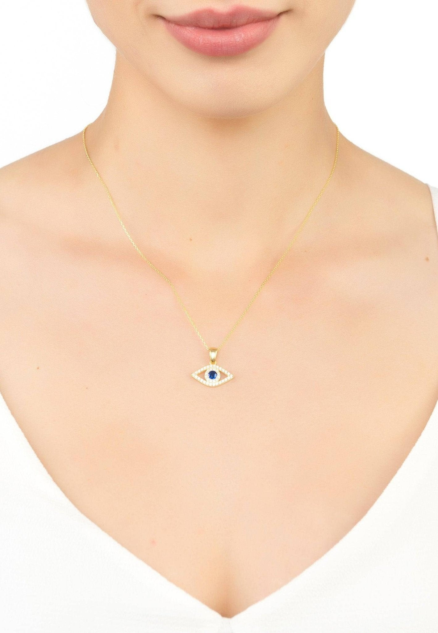 Elliptical Evil Eye Necklace Blue Opal Silver | IT