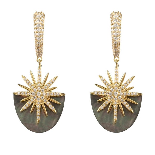 Grey Mother Of Pearl And Diamond Earrings main image 0