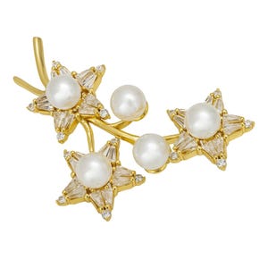 Broche nuit étoilée en perles dorées