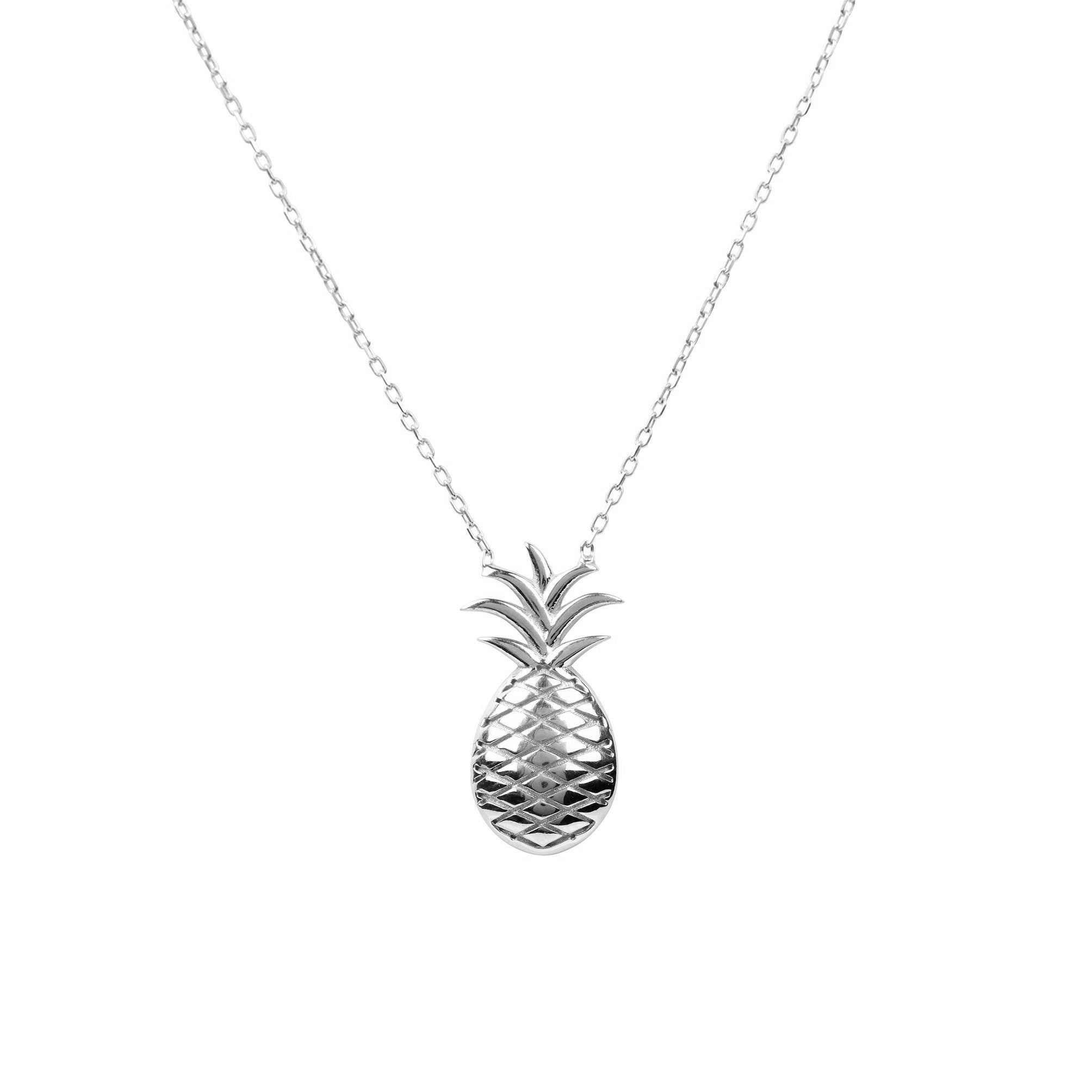 Pineapple 925 Sterling Silver pendant Fruit Necklace Short | Etsy