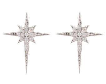 Kleine oorknopjes Latelita North Star - 925 sterlingzilver met witte zirkonia-sterren - Dames